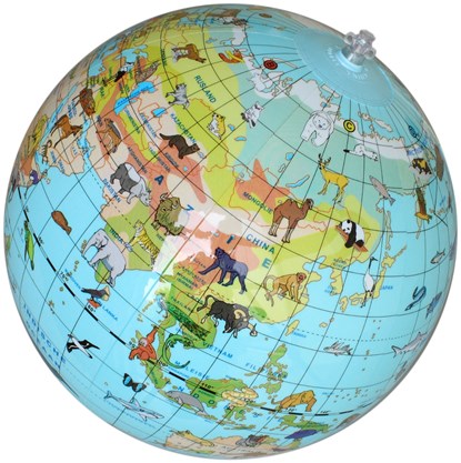 Opblaasbare globe/wereldbol 30 cm Dieren, niet bekend - Gebonden - 3760039940629