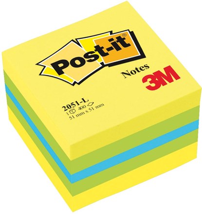 Memoblok Post-it 2051 51x51mm kubus lemon, niet bekend - Overig - 4001895853814