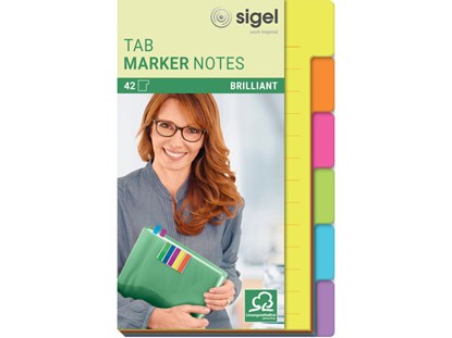 Tabmarker notes Sigel 98x148mm 6 kleuren 42 sheets,  - Overig - 4004360825439