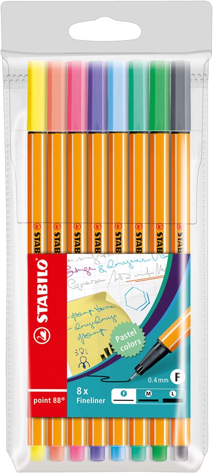 point 88, fineliner 0.4 mm, pastel etui 8 kleuren, niet bekend - Overig - 4006381493499