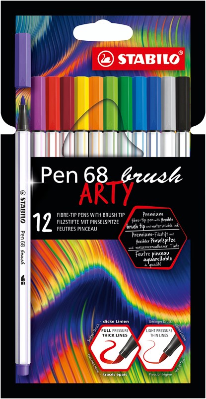 Pen 68 brush, premium brush viltstift, ARTY etui met 12 kleuren, niet bekend - Overig - 4006381566926