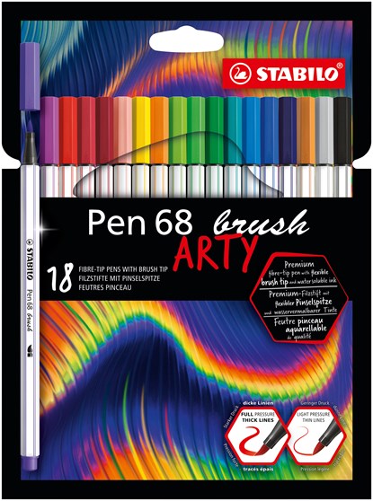 Pen 68 brush, premium brush viltstift, ARTY etui met 18 kleuren, niet bekend - Overig - 4006381566940