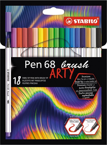 Pen 68 brush, premium brush viltstift, ARTY etui met 18 kleuren, niet bekend - Overig - 4006381566940