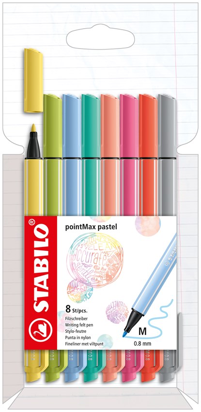 pointMax, hardtip fineliner 0.8 mm, etui met 8 pastel kleuren, niet bekend - Overig - 4006381581844