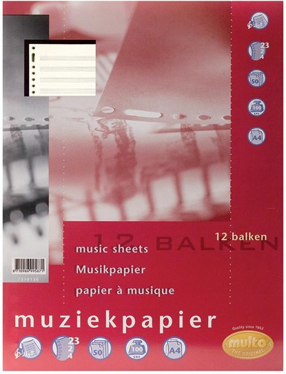 Ringbandinterieur Multo A4 23r muziekpapier 80 grams 50 vel, niet bekend - Overig - 8710986995871