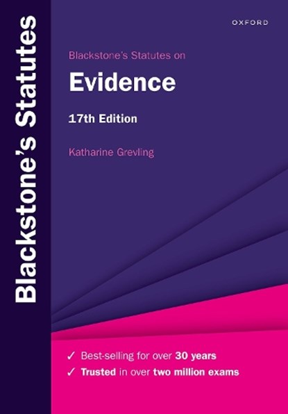 Blackstone's Statutes on Evidence, Katharine (Associate Professor of Law Grevling - Paperback - 9780192858580