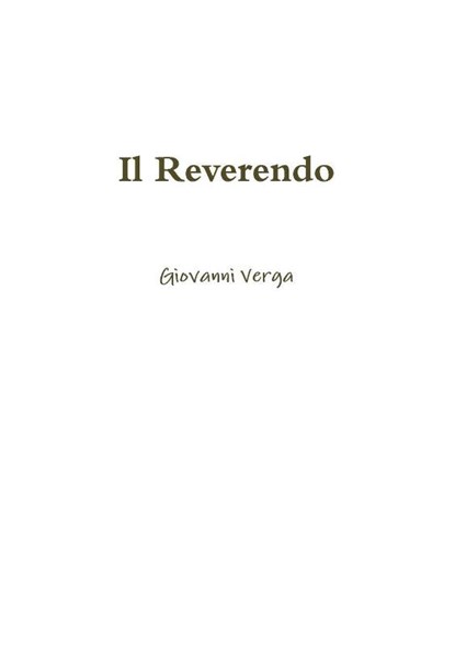 Il Reverendo, Giovanni Verga - Paperback - 9780244608521