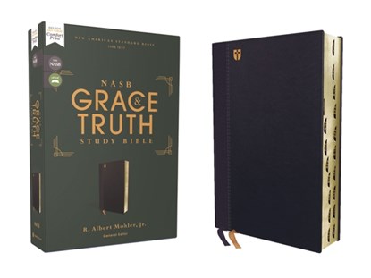 NASB, The Grace and Truth Study Bible (Trustworthy and Practical Insights), Leathersoft, Navy, Red Letter, 1995 Text, Thumb Indexed, Comfort Print, R. Albert Mohler Jr - Gebonden - 9780310447696