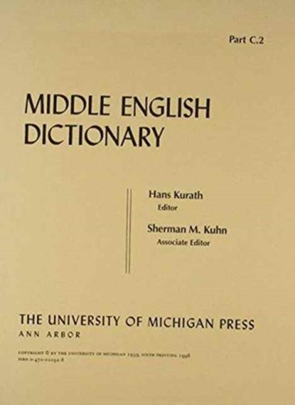Middle English Dictionary, Robert E. Lewis - Paperback - 9780472010325