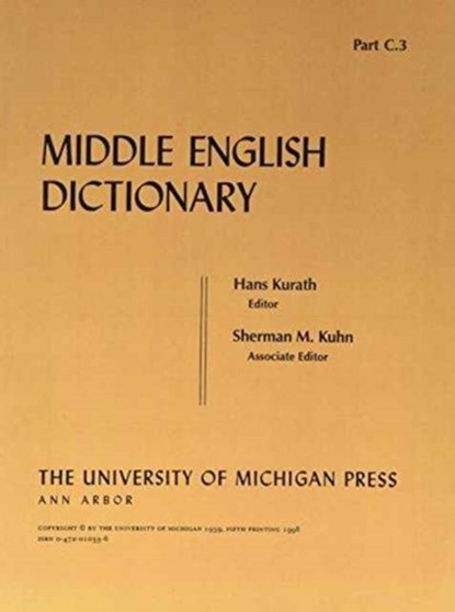 Middle English Dictionary, Robert E. Lewis - Paperback - 9780472010332