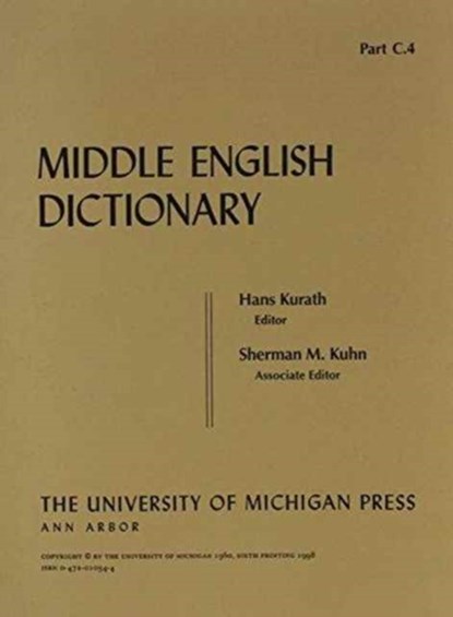 Middle English Dictionary, Robert E. Lewis - Paperback - 9780472010349