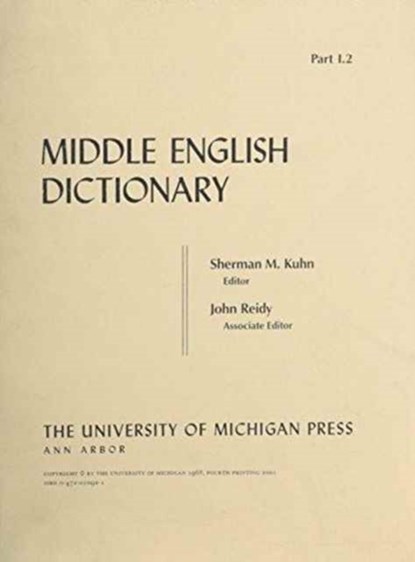 Middle English Dictionary, Lewis - Paperback - 9780472010929