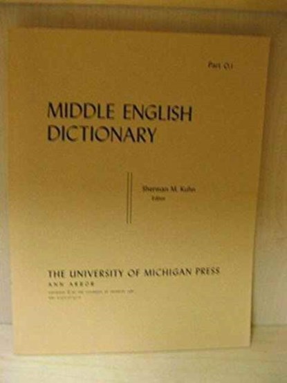 Middle English Dictionary, Robert E. Lewis - Paperback - 9780472011513