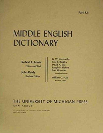 Middle English Dictionary, Robert E. Lewis - Paperback - 9780472011964