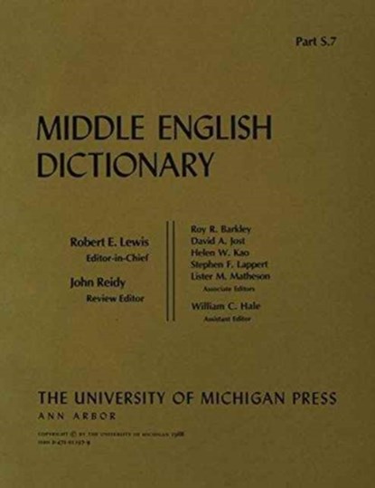 Middle English Dictionary, Robert E. Lewis - Paperback - 9780472011971