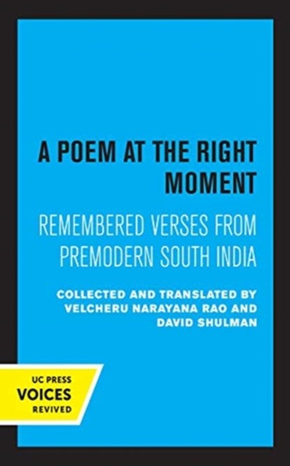 A Poem at the Right Moment, Velcheru Narayana Rao ; David Shulman - Gebonden - 9780520360440