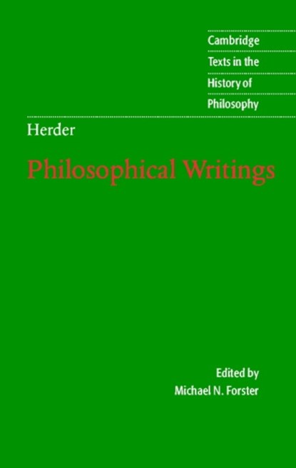 Herder: Philosophical Writings, Johann Gottfried von Herder - Gebonden - 9780521790888