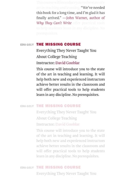 The Missing Course, David Gooblar - Paperback - 9780674260382