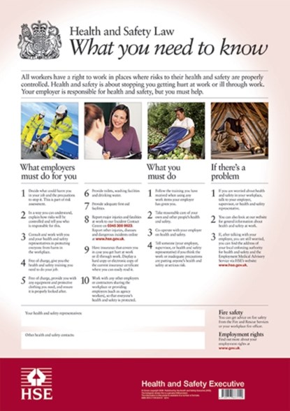 Health and safety law: what you need to know (A2 poster) (standard), Health and Safety Executive - Gebonden - 9780717663149