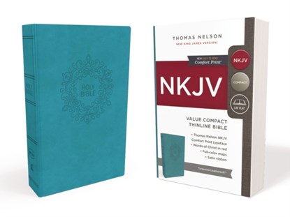 NKJV, Thinline Bible, Compact, Leathersoft, Blue, Red Letter, Comfort Print, Thomas Nelson - Gebonden - 9780718075514