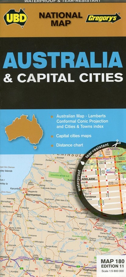 Australia & Cities Map 180 11th ed (waterproof), UBD Gregory's - Gebonden - 9780731930517