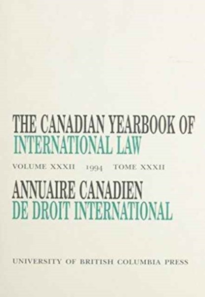 The Canadian Yearbook of International Law, Vol. 32, 1994, Don M. McRae - Gebonden - 9780774805278