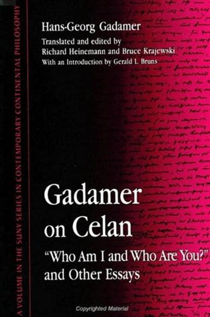 Gadamer on Celan, Hans-Georg Gadamer - Paperback - 9780791432303
