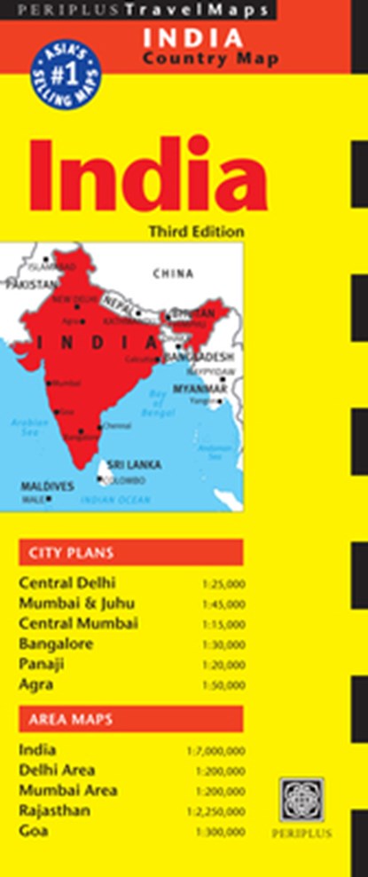 India Travel Map Third Edition, Periplus Editors - Gebonden - 9780794607265