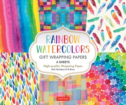 Rainbow Watercolors Gift Wrapping Papers - 6 sheets, Tuttle Studio - Paperback - 9780804851862