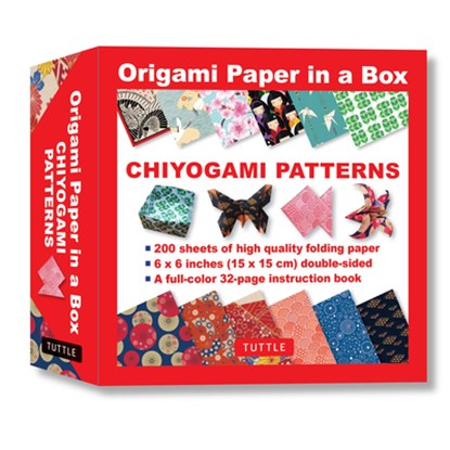 Origami Paper in a Box - Chiyogami Patterns: 200 Sheets of Tuttle Origami Paper: 6x6 Inch Origami Paper Printed with 12 Different Patterns: 32-Page In, Tuttle Studio - Paperback - 9780804852043