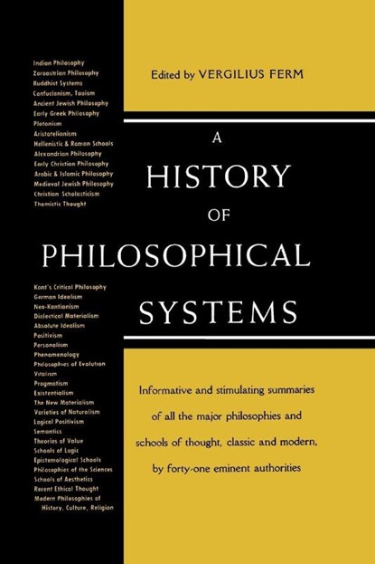 A History of Philosolphical Systems, Vergilius Ferm - Paperback - 9780806529233