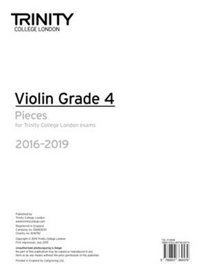 Violin Exam Pieces - Grade 4, Trinity College London - Paperback - 9780857364579
