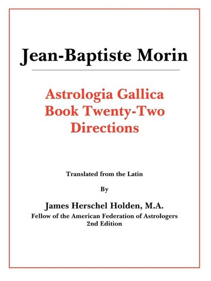 Astrologia Gallica Book 22, Jean-Baptiste Morin - Paperback - 9780866904254
