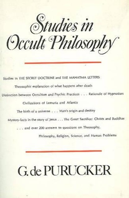 Studies in Occult Philosophy, PURUCKER,  G de - Gebonden - 9780911500523