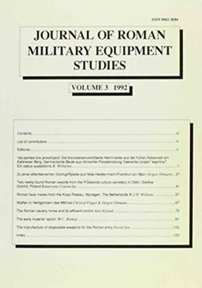 Journal of Roman Military Equipment Studies 1992, M. C. Bishop - Paperback - 9780946897742