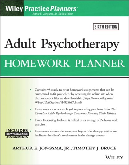 Adult Psychotherapy Homework Planner, ARTHUR E.,  Jr. (Psychological Consultants, Grand Rapids, Michigan) Jongsma ; Timothy J. (University of Illinois College of Medicine in Peoria, Illinois.) Bruce - Paperback - 9781119840848