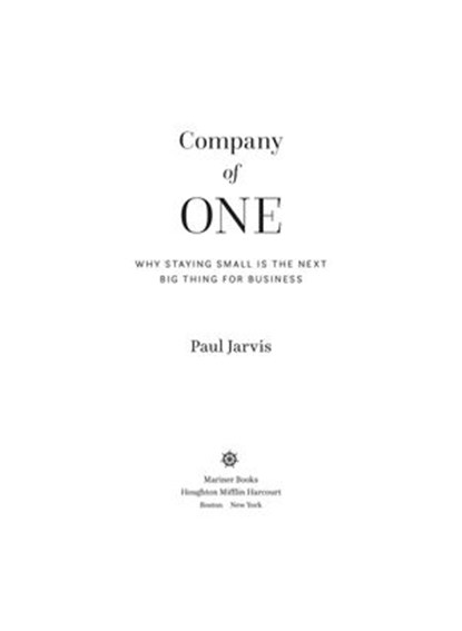 Company Of One, Paul Jarvis - Ebook - 9781328972378