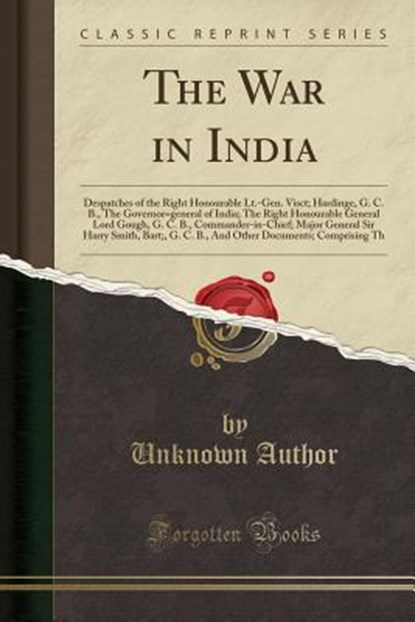 The War in India, AUTHOR,  Unknown - Paperback - 9781330031193