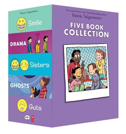 Raina Telgemeier Five Book Collection: Smile, Drama, Sisters, Ghosts, Guts, Raina Telgemeier - Paperback - 9781338725124