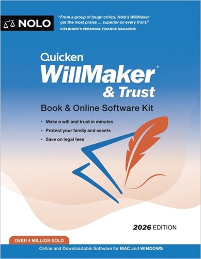 Quicken Willmaker & Trust 2026: Book & Online Software Kit, Editors Of Nolo - Paperback - 9781413332940