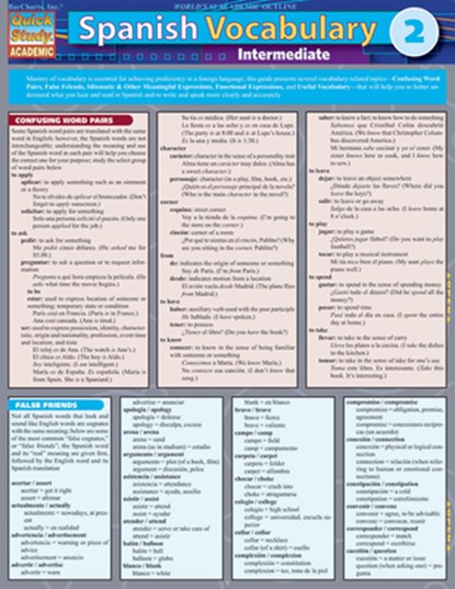 Spanish Vocabulary 2: Intermediate, Inc. BarCharts Publishing - Paperback - 9781423216704