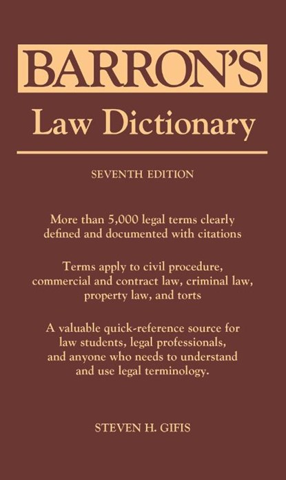 Law Dictionary, Steven H. Gifis - Paperback - 9781438006956