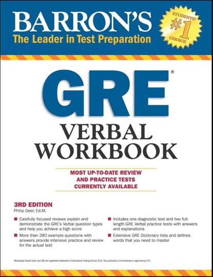 Barron's GRE Verbal Workbook, Philip Geer - Paperback - 9781438009582