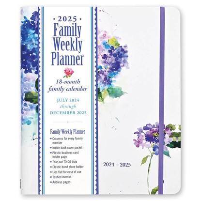 2025 Hydrangeas Family Weekly Planner (18 Months, July 2024 to Dec 2025), Peter Pauper Press Inc - Gebonden - 9781441342348