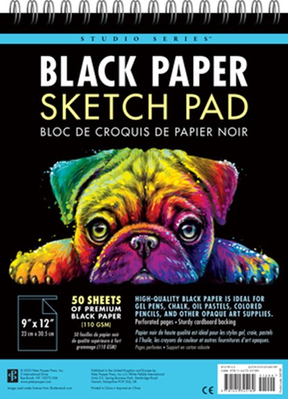 Studio Series Black Paper Sketch Pad 9 X 12 Inches (50 Perforated Sheets), Peter Pauper Press Inc - Gebonden - 9781441345189