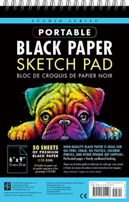 Studio Series Portable Black Paper Sketch Pad 6 X 9 Inches (50 Perforated Sheets), Peter Pauper Press Inc - Gebonden - 9781441345196