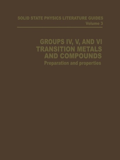 Groups IV, V, and VI Transition Metals and Compounds, niet bekend - Paperback - 9781468462067