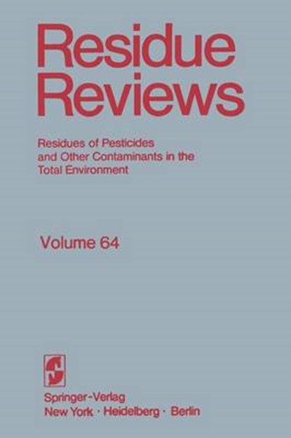 Residue Reviews, Francis A. Gunther ; Jane Davies Gunther - Paperback - 9781468470611