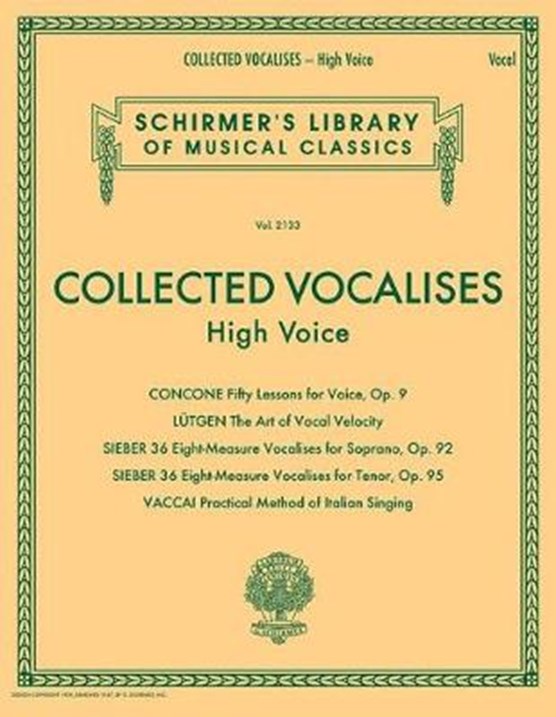 COLLECTED VOCALISES CONCONE LUTGEN SIEBER VACCAI HIGH VOICE BOOK