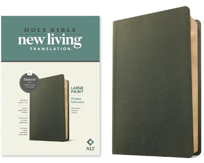 NLT Large Print Thinline Reference Bible, Filament-Enabled Edition (Genuine Leather, Olive Green, Red Letter), Tyndale - Gebonden - 9781496474162